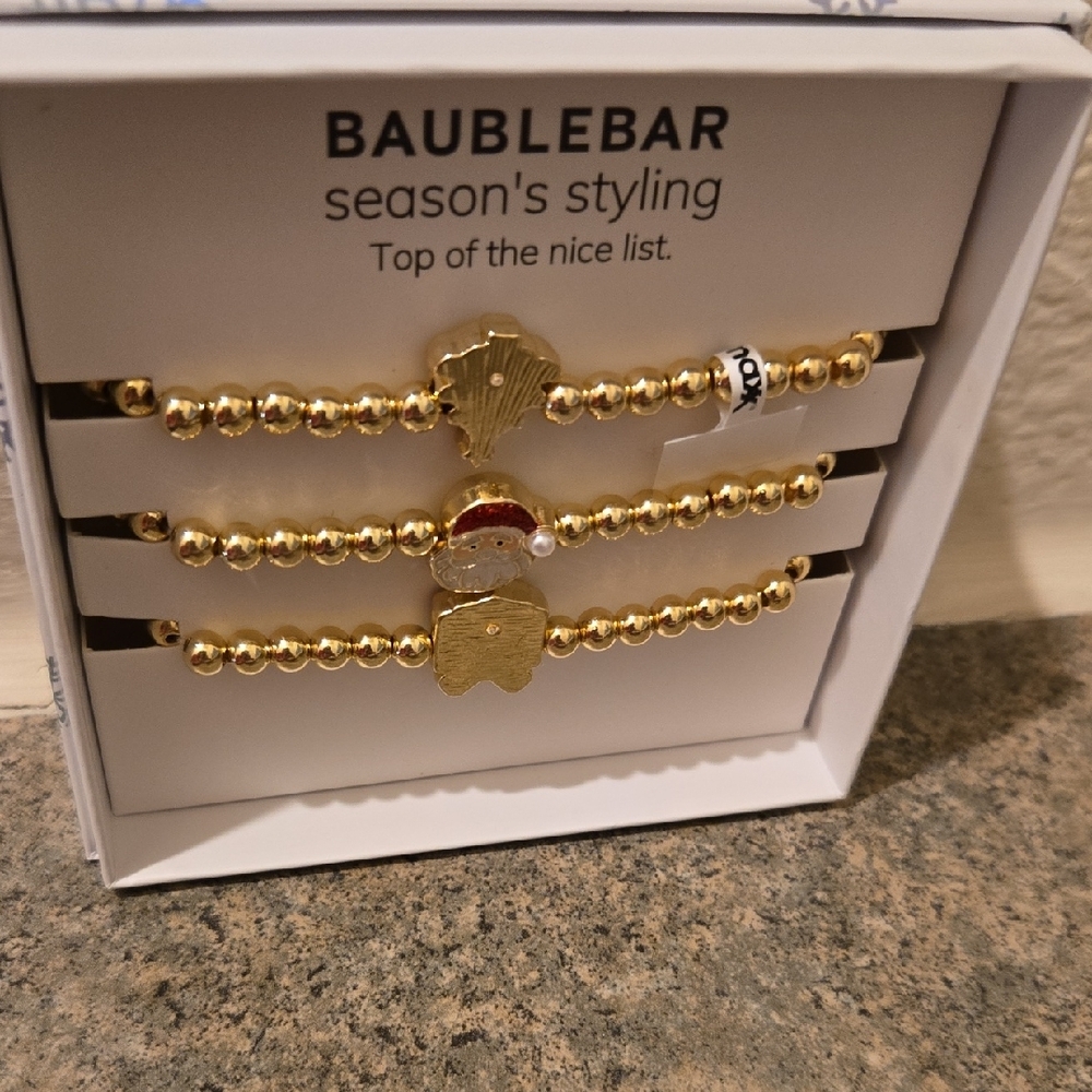 BaubleBar Festive Gold Beaded Bracelets New - Picture 2 of 3